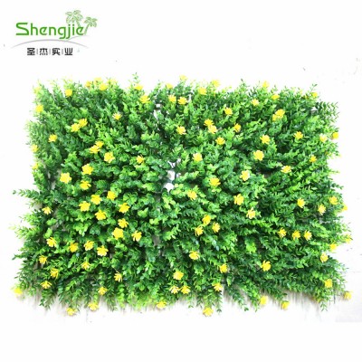 Factory wholesale 60x40 cm artificial grass mat with yellow flower for decoration